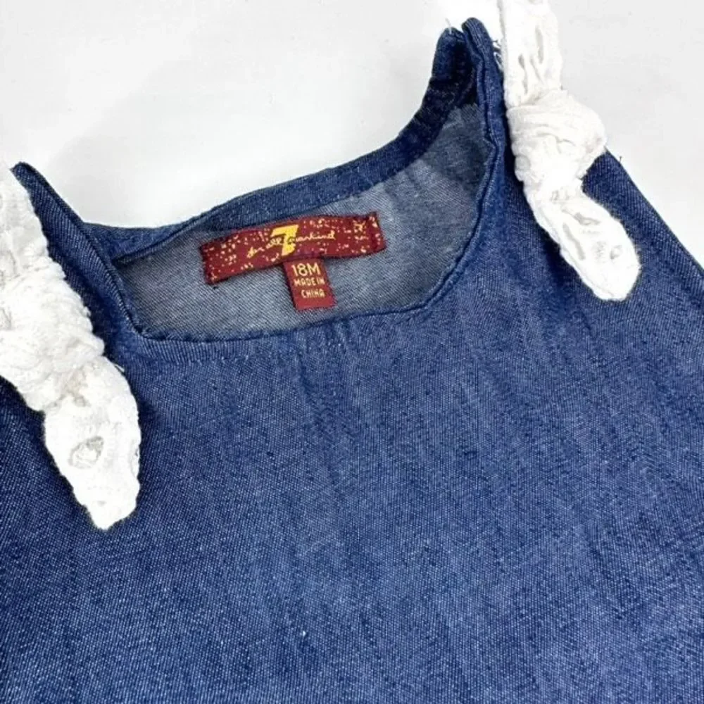 7 For All‎ Mankind Baby 7FAM Jumpsuit one Piece Chambray Lace Size 18 months